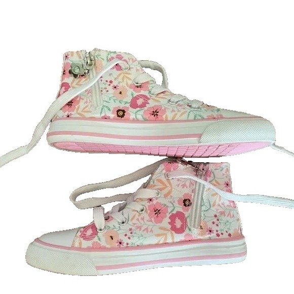 Cynthia Rowley Other - Cynthia Rowley Girls Floral High Top Sneakers Side Zip Easy On & Off Size 2